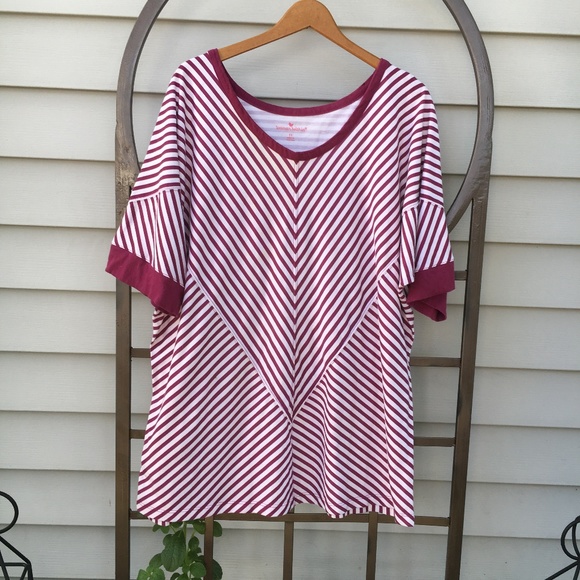 Woman Within Tops - Woman Within SS, Dolan sleeve striped tee